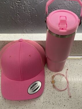 Pretty in Pink Bundle! 30oz Insulated Tumbler, Trucker Hat & Bracelet